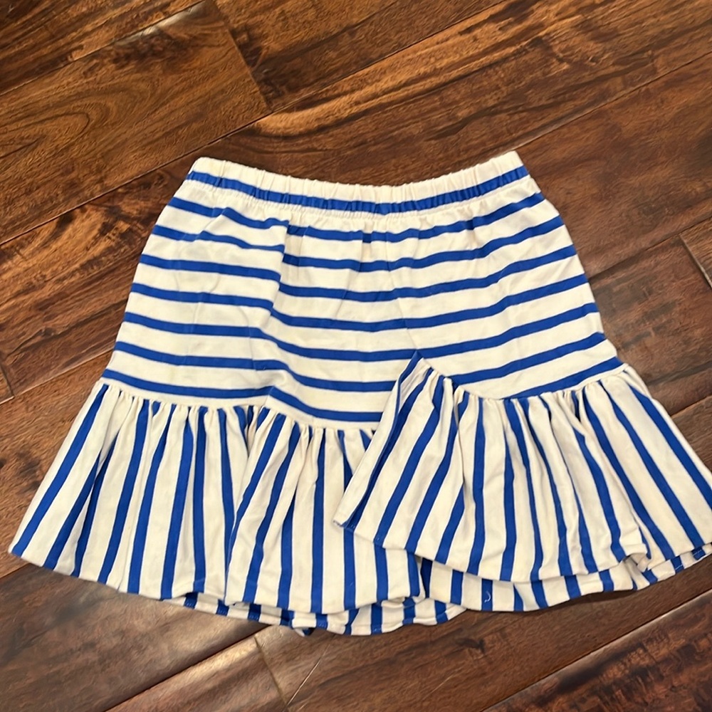 Crewcuts blue and cream striped ruffle skirt